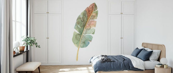 PHOTOWALL / Boho Tropical Leaf on White (e330890)