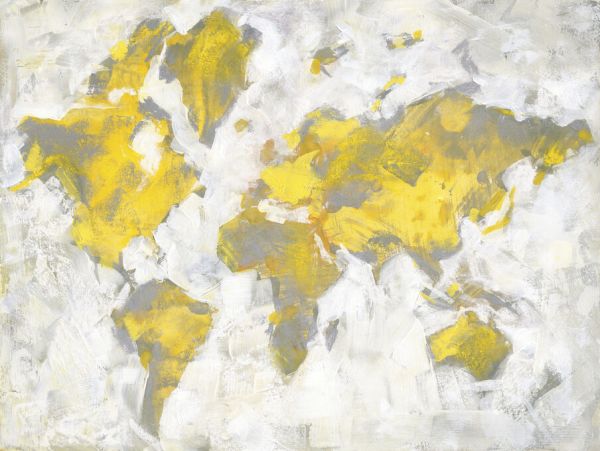 PHOTOWALL / World Map Yellow Gray (e331803)