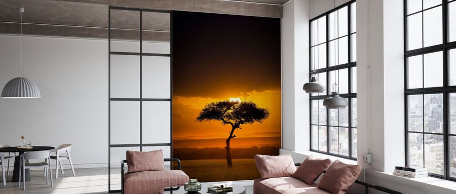 PHOTOWALL / Sunset Over Savanna with a Lone Tree (e332117)