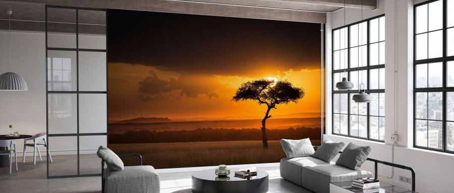 PHOTOWALL / Sunset Over Savanna with a Lone Tree II (e332118)