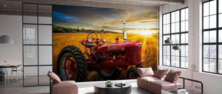 PHOTOWALL / Red Tractor in Sunset Gold (e332509)