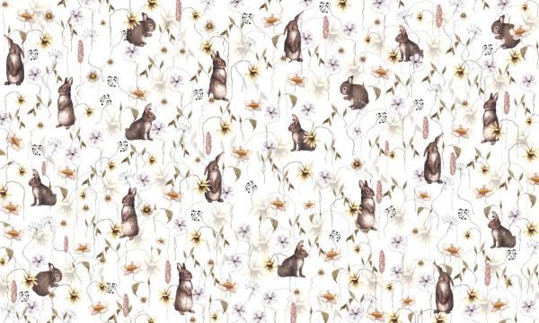 PHOTOWALL / Rabbits and Flowers - Bright (e333046)