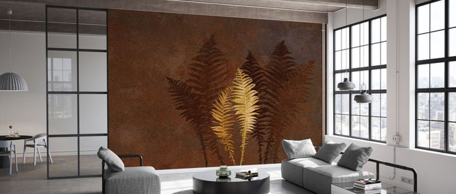 PHOTOWALL / Gold on Rust Ferns (e333197)