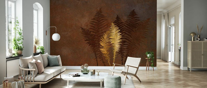 PHOTOWALL / Gold on Rust Ferns (e333197)