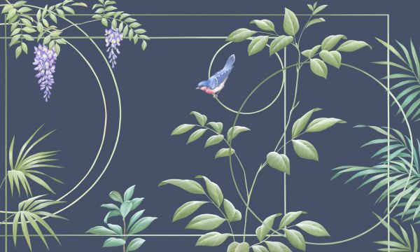 PHOTOWALL / Deco Leaves - Royal (e333859)