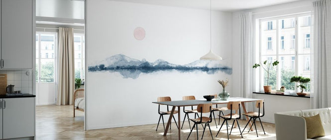 PHOTOWALL / Sunset Watercolor in Blue and Pink (e333882)