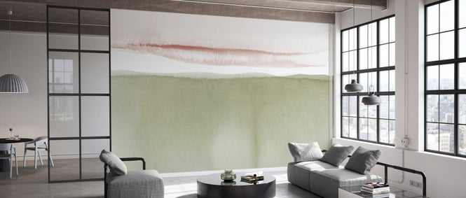 PHOTOWALL / Watercolor Landscape - Olive Green (e333885)
