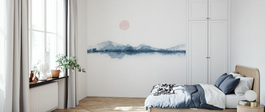 PHOTOWALL / Sunset Watercolor in Blue and Pink (e333887)