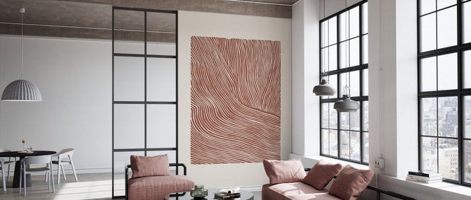 PHOTOWALL / Stripes Linocut - Terracotta (e333921)