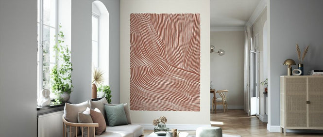 PHOTOWALL / Stripes Linocut - Terracotta (e333921)