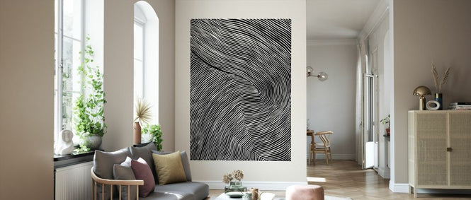 PHOTOWALL / Stripes Linocut - Black III (e333925)