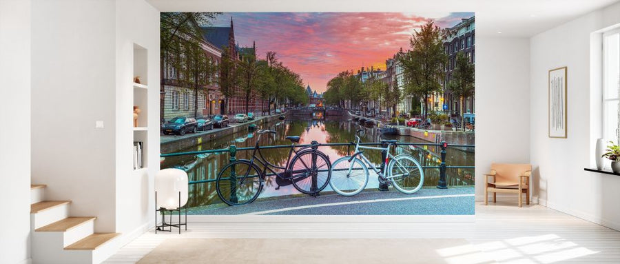 PHOTOWALL / Bicycles over a Canal in Amsterdam (e333948)
