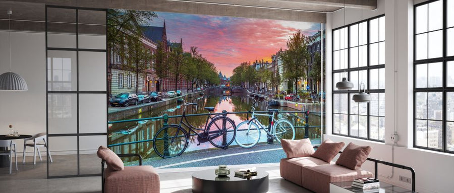 PHOTOWALL / Bicycles over a Canal in Amsterdam (e333948)