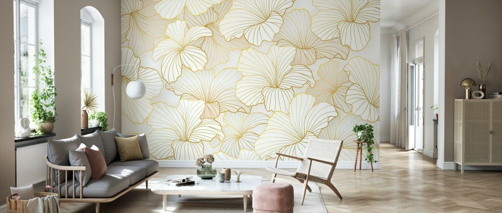 PHOTOWALL / Golden Floral Line Art II (e334460) | 輸入壁紙