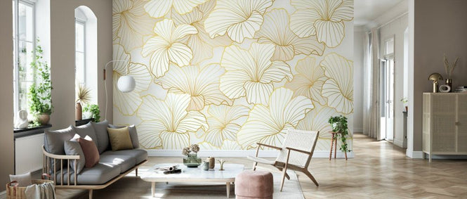 PHOTOWALL / Golden Floral Line Art II (e334460)