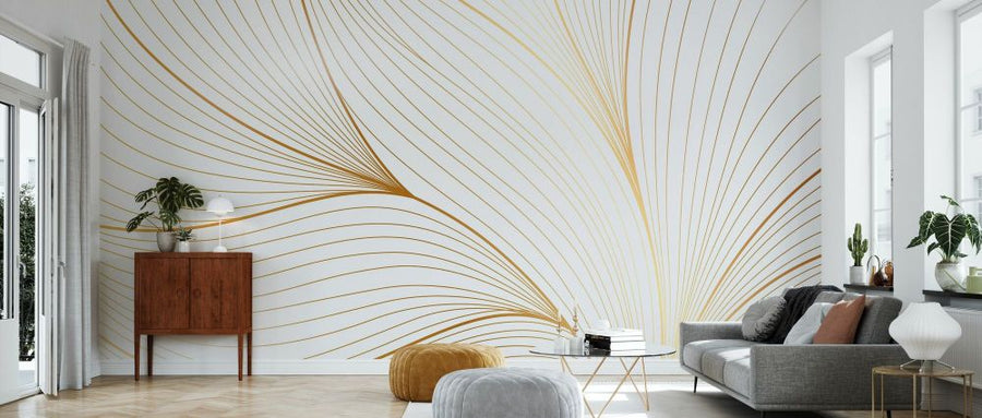 PHOTOWALL / Golden Leaves Line Art (e334462)