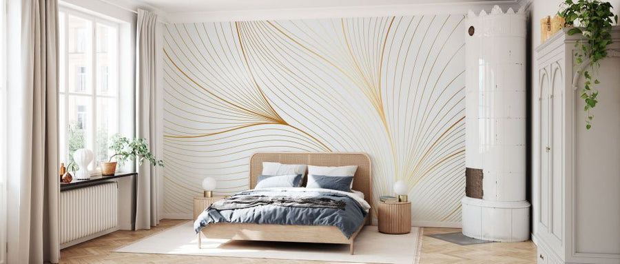 PHOTOWALL / Golden Leaves Line Art (e334462)