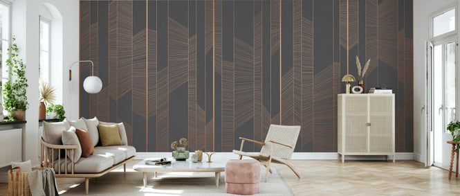 PHOTOWALL / Illuminated Lines - Rose Gold on Mole (e335230)