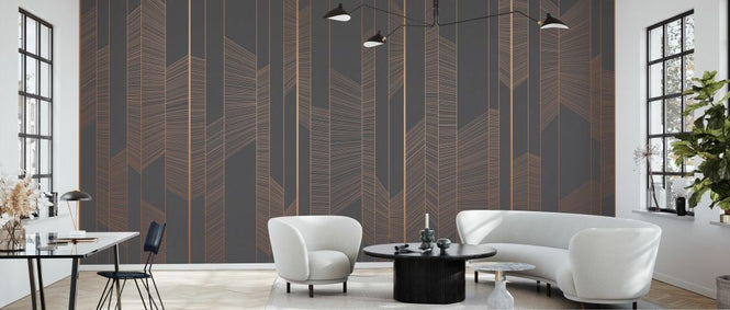 PHOTOWALL / Illuminated Lines - Rose Gold on Mole (e335230)