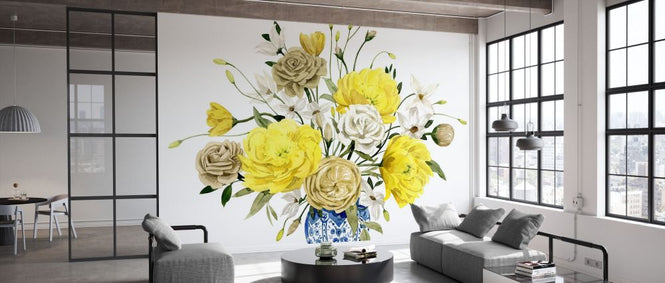 PHOTOWALL / Yellow and Ultramarine Bouquet (e336241)