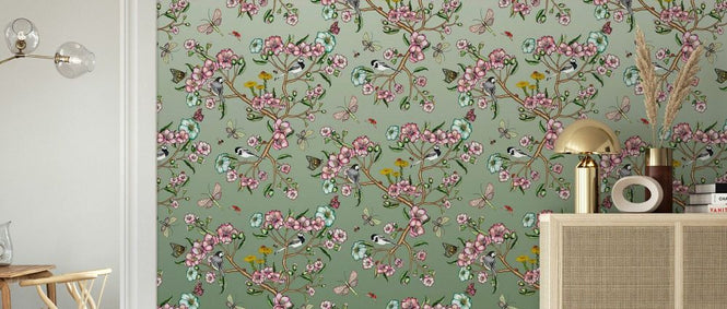 PHOTOWALL / Wagtails Spring - Green (e337796)