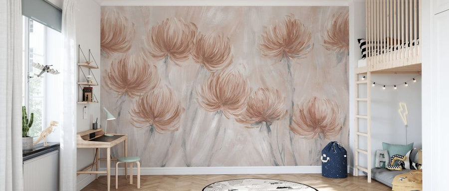 PHOTOWALL / Fluffy Flowers - Clay and Apricot (e338285)