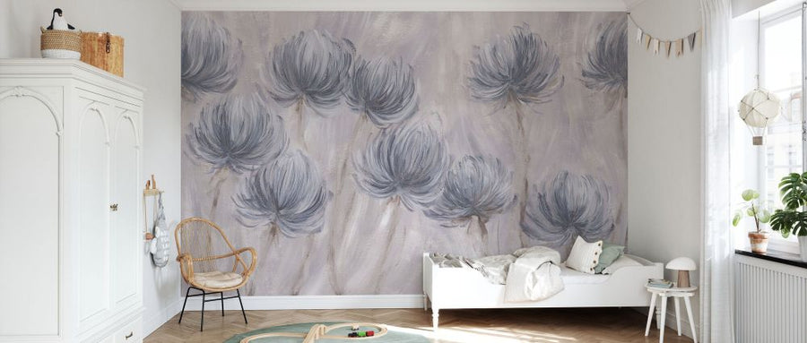 PHOTOWALL / Fluffy Flowers - Stone and Lavender (e338288)