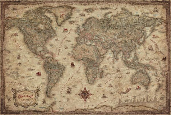 PHOTOWALL / World Map LOTR Style - Sepia (e84033)