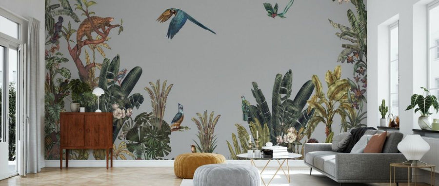 PHOTOWALL / Parrots Message - Grey (e84097)