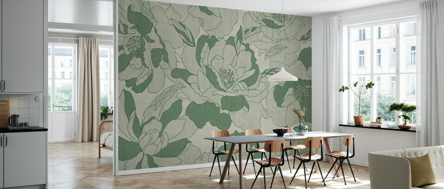 PHOTOWALL / Peonies Garden - Green (e84972)