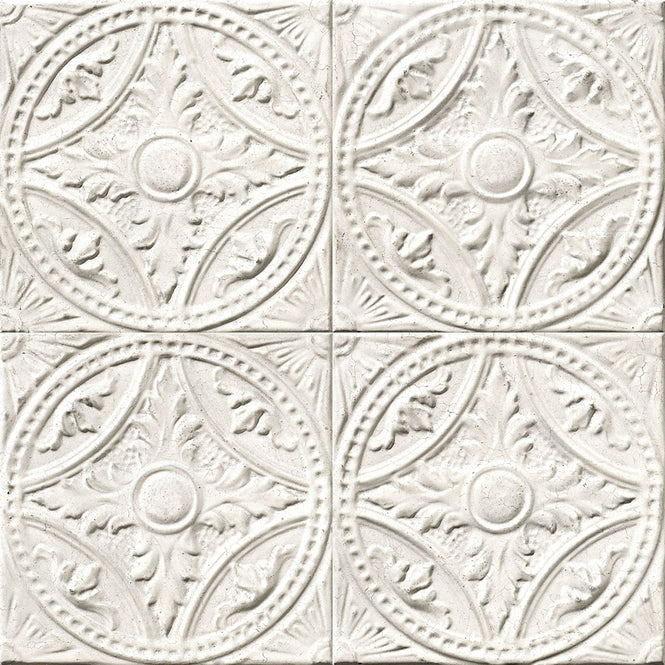 【切売m単位】KOZIEL / PLAQUES VICTORIENNES MEDAILLONS BLANCS (ティンタイル) 8888-T121