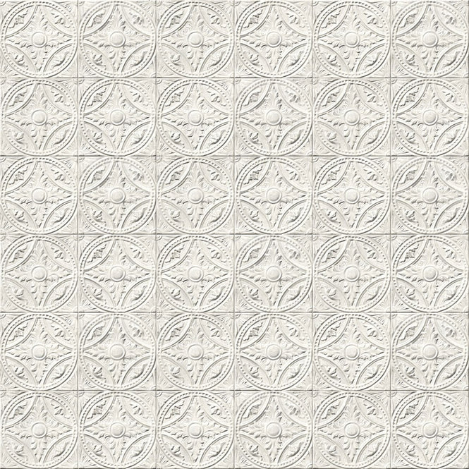 【切売m単位】KOZIEL / PLAQUES VICTORIENNES MEDAILLONS BLANCS (ティンタイル) 8888-T121
