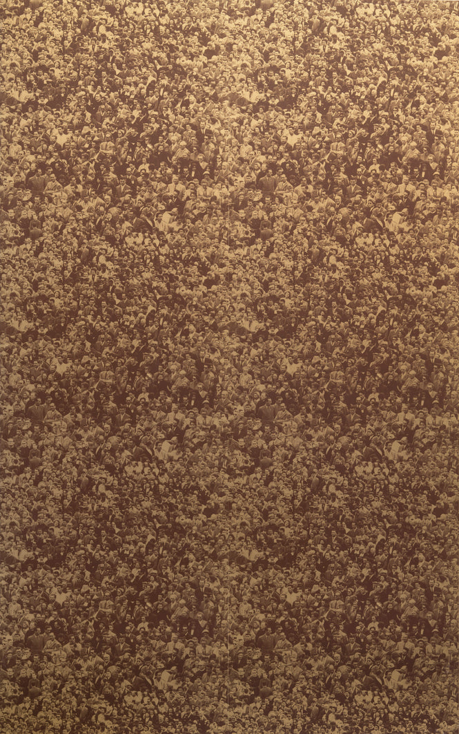 Andy Warhol / CROWD (Where's Warhol) / Sepia on Matte Gold Mylar (triple roll)