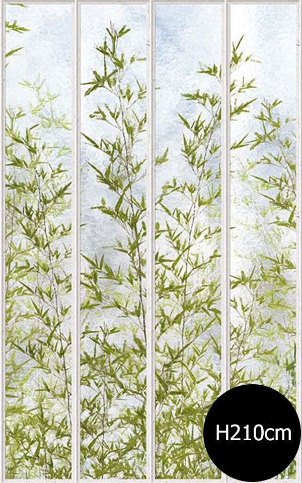 KOZIEL / Papier peint panoramique grande verriere blanche et bambous LPV021XL