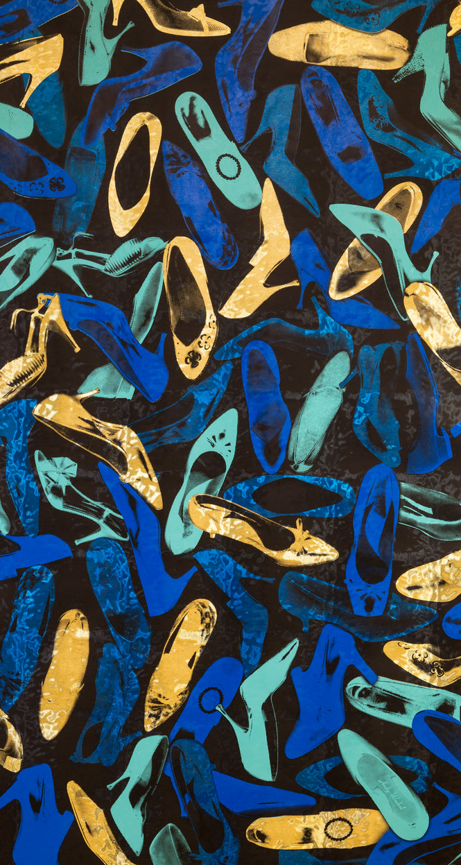 Andy Warhol / SHOES / Blue Suede on Gold Pony Skin Foil (triple roll)
