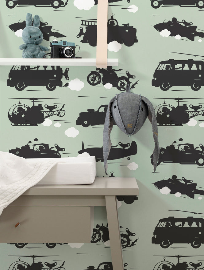 KEK Amsterdam / KIDS / WALLPAPER VEHICLES GREEN WP-009