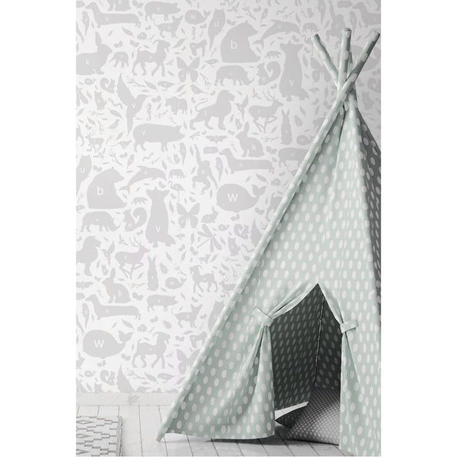 KEK Amsterdam / KIDS / WALLPAPER ABC ANIMALS LIGHT GREY WP-045