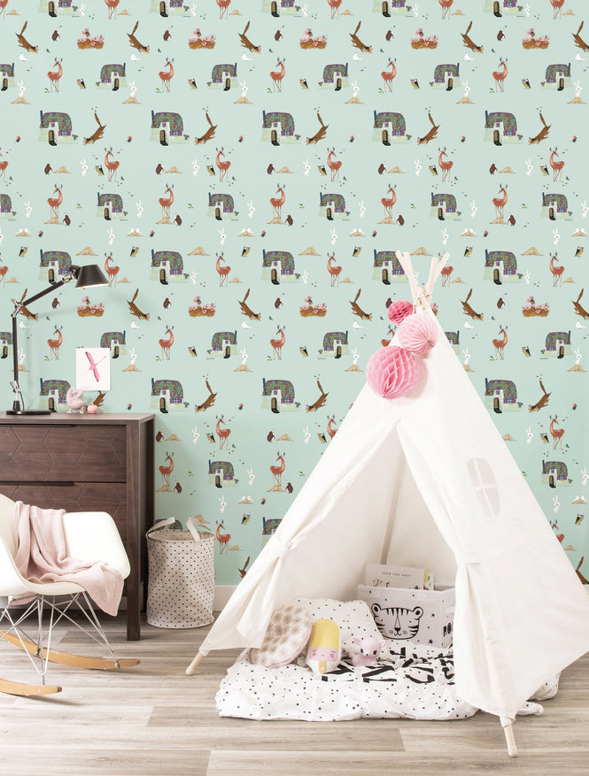 KEK Amsterdam / FIEP WESTENDORP / WALLPAPER FOREST ANIMALS MINT WP-135
