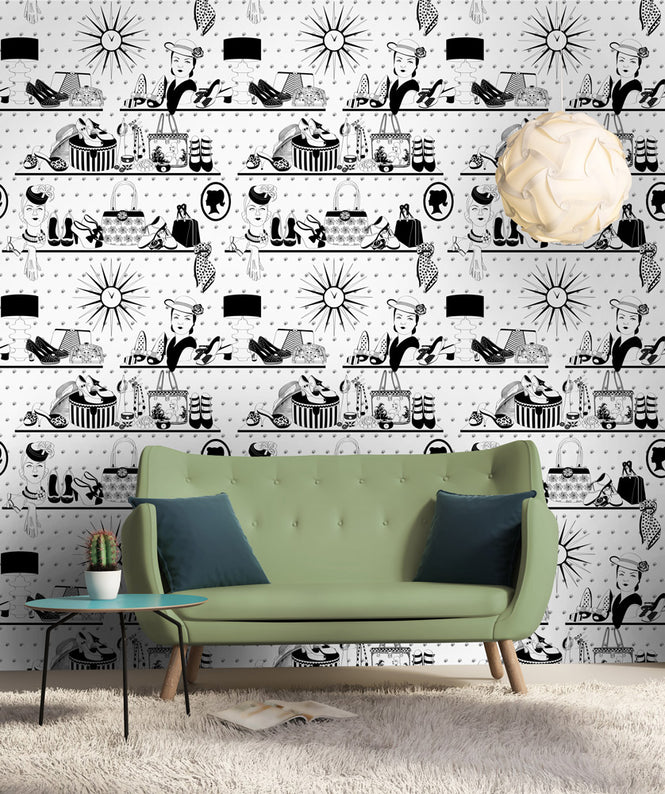 Dupenny Accessories Wallpaper B&W