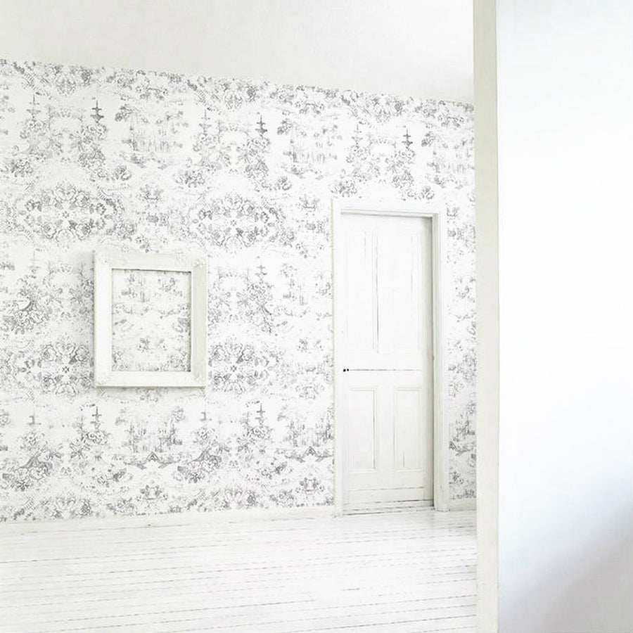 mineheart / Almost White Delft Baroque Wallpaper WAL/070