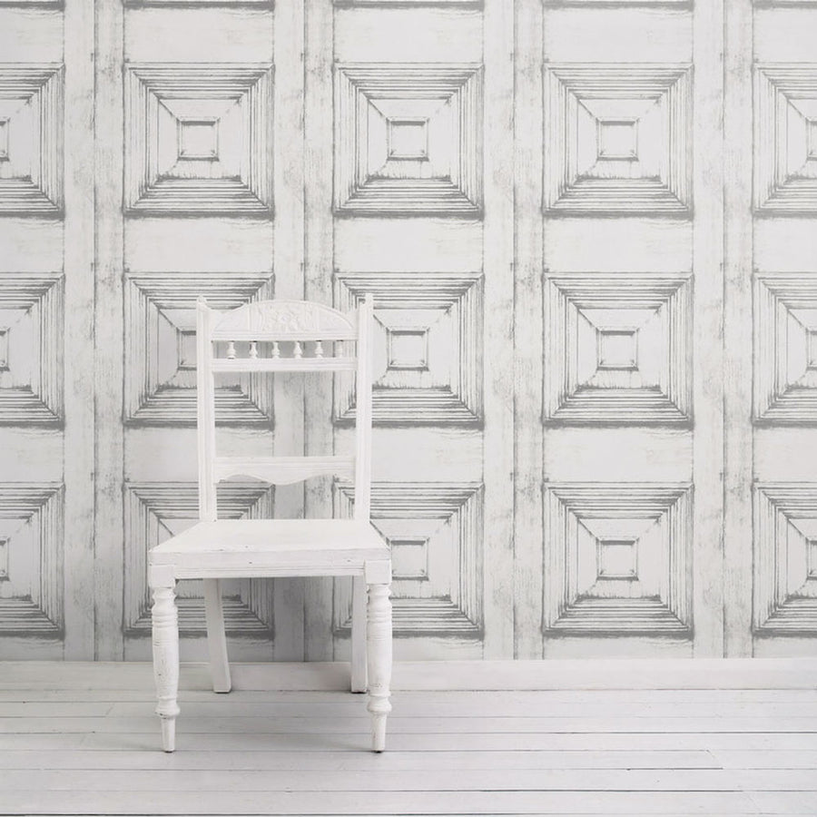 mineheart / Almost White Victorian Panelling Wallpaper WAL/076
