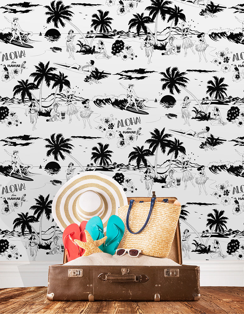 Dupenny Aloha! / Black and White | 輸入壁紙専門店 WALPA – WALPA.jp