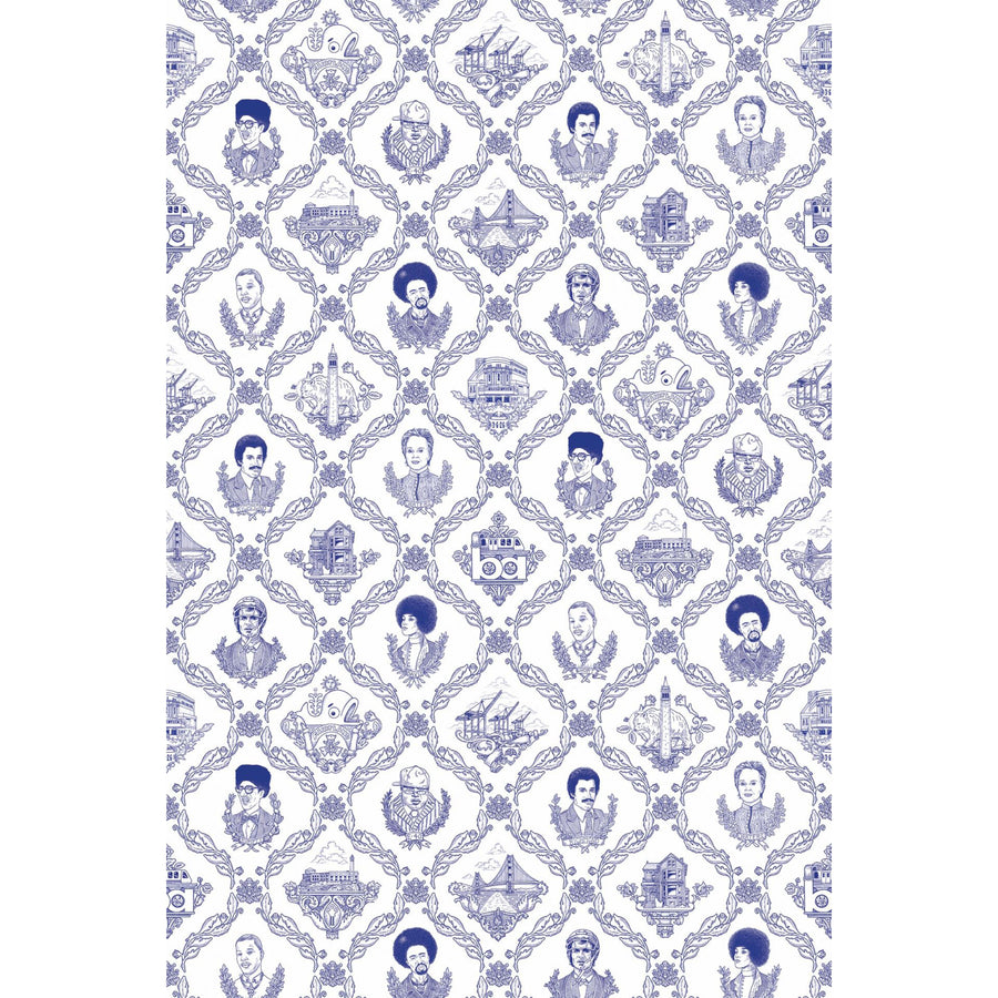 Flavor Paper / BAY AREA TOILE / Ballpoint Blue on Pre-Pasted Paper (triple roll)