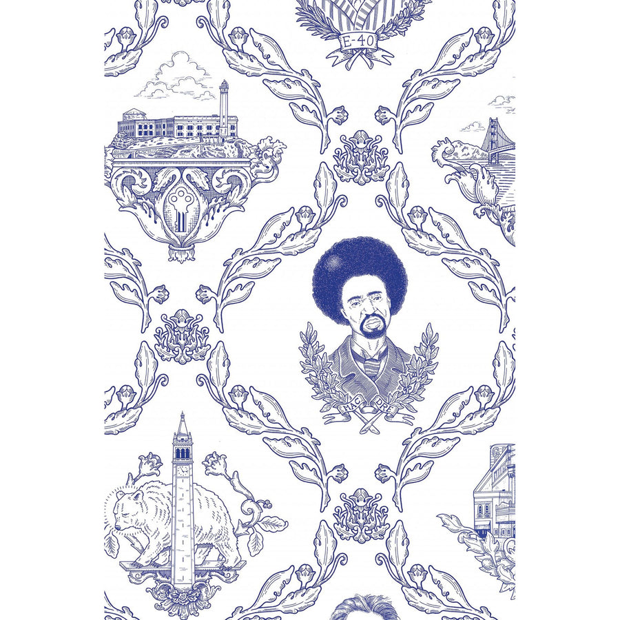 Flavor Paper / BAY AREA TOILE / Ballpoint Blue on Pre-Pasted Paper (triple roll)