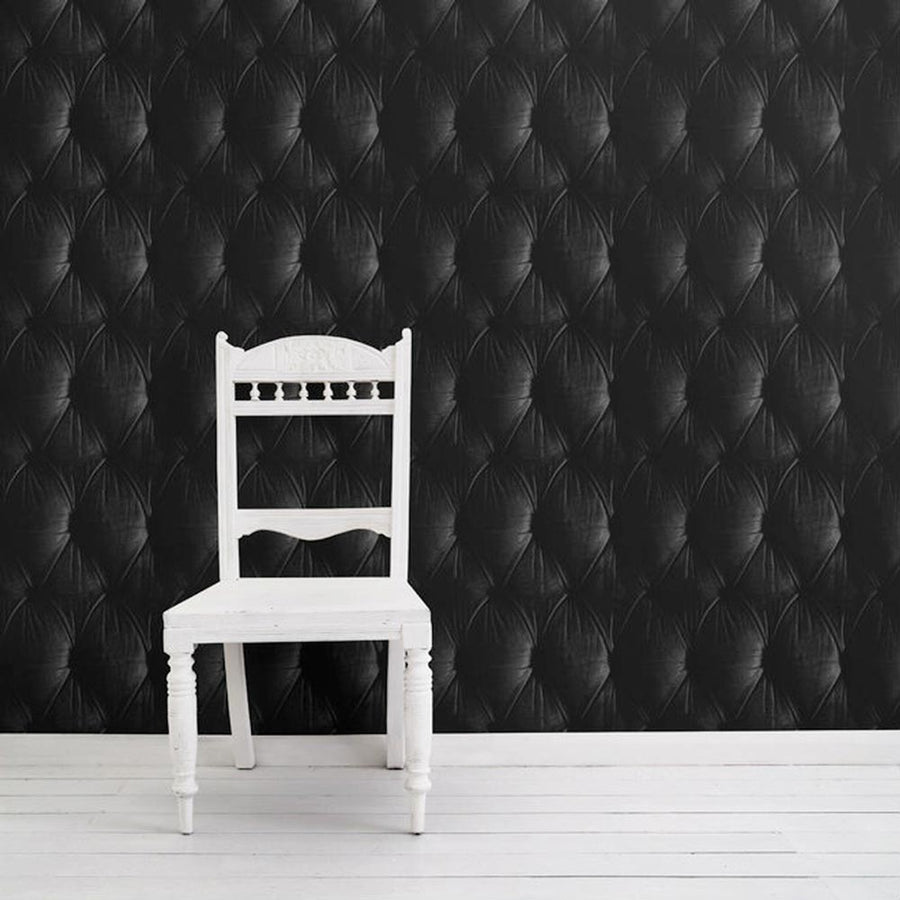 mineheart / Black Chesterfield Button Back Wallpaper WAL/012