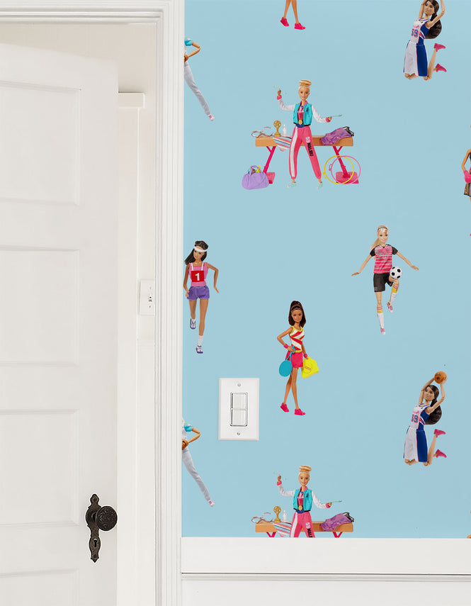 はがせる シール壁紙 wallshoppe / Barbie x wallshoppe / Barbie The Athlete Baby blue