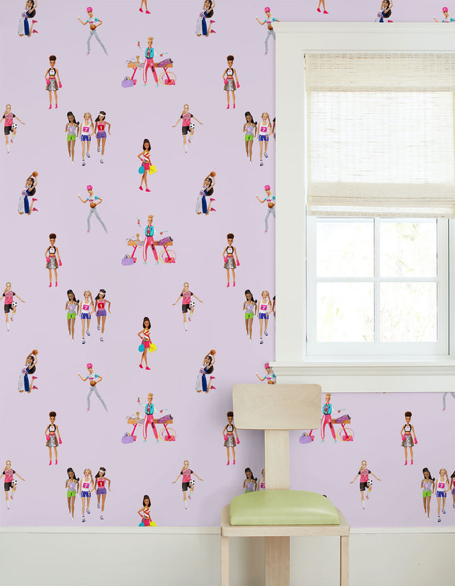 はがせる シール壁紙 wallshoppe / Barbie x wallshoppe / Barbie The Athlete Lavender