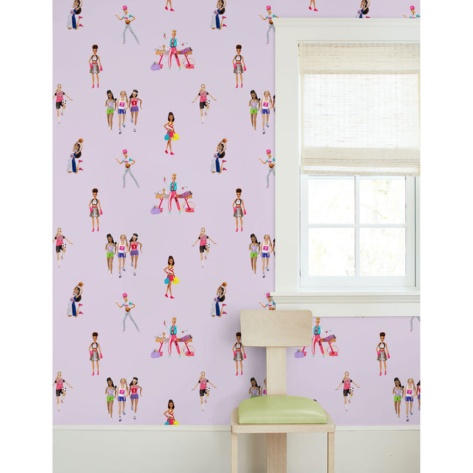 はがせる シール壁紙 wallshoppe / Barbie x wallshoppe / Barbie The Athlete Lavender