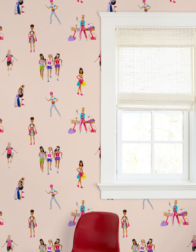 はがせる シール壁紙 wallshoppe / Barbie x wallshoppe / Barbie The Athlete Peach