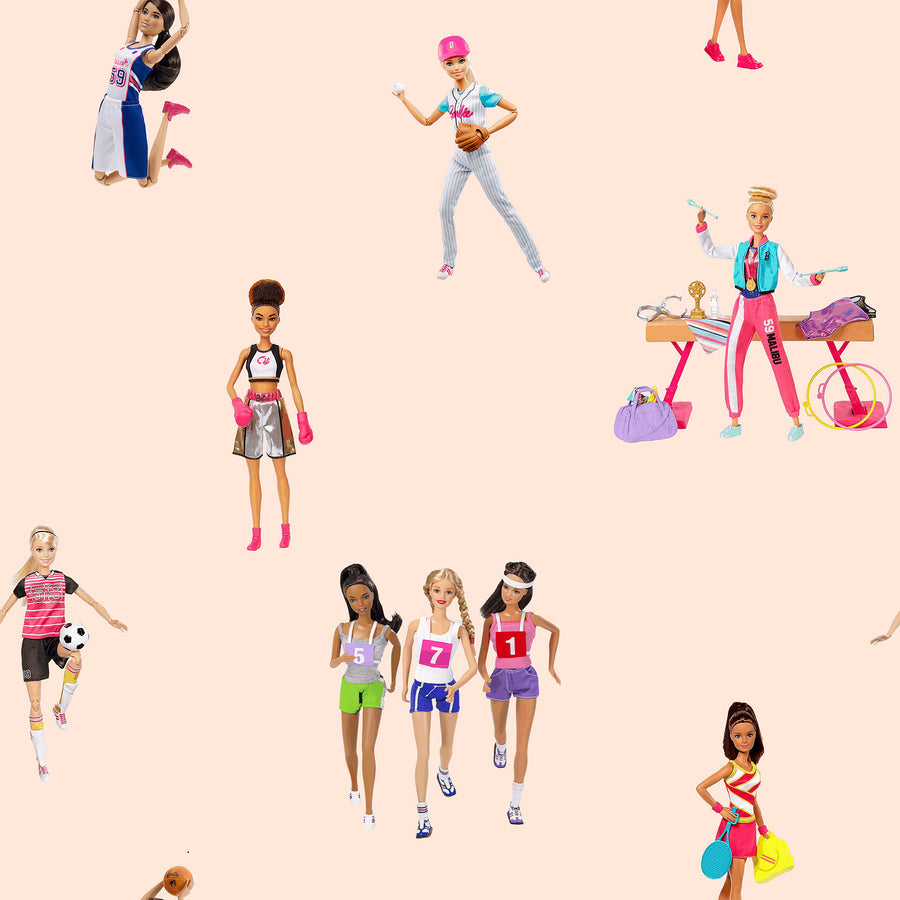 はがせる シール壁紙 wallshoppe / Barbie x wallshoppe / Barbie The Athlete Peach